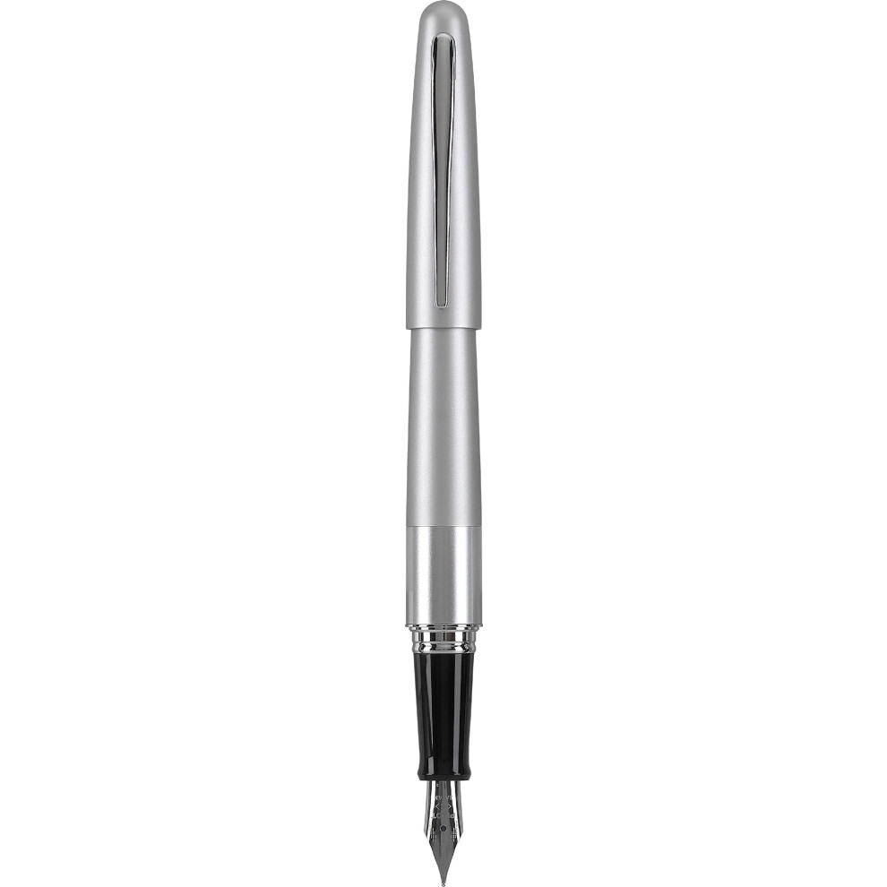 PILOT Metropolitan Collection Fountain Pen  Silver Barrel  Classic Design  Fine Nib  Black Ink (91113)