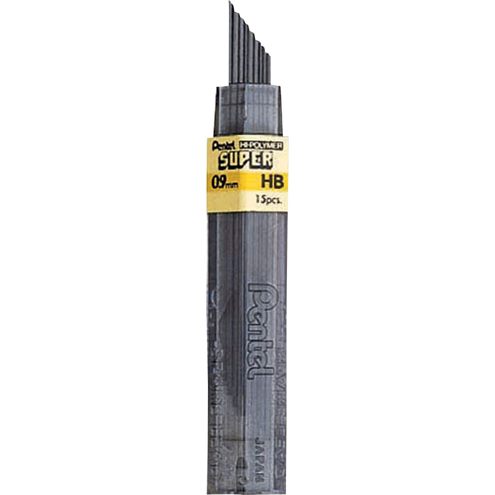 Pentel Super Hi-Polymer Leads  0.9 mm  HB  15 Leads Per Tube