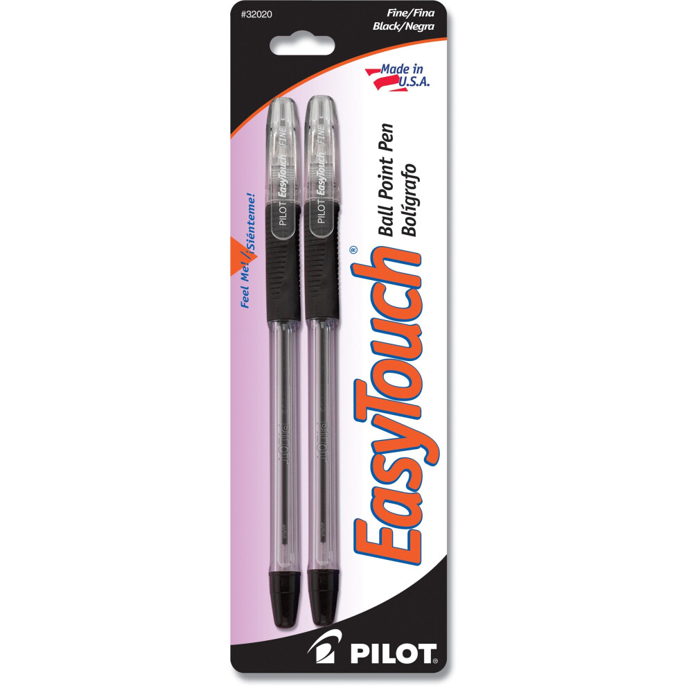 PILOT EasyTouch Ballpoint Stick Pens  Fine Point  Black Ink  2-Pack (32020)