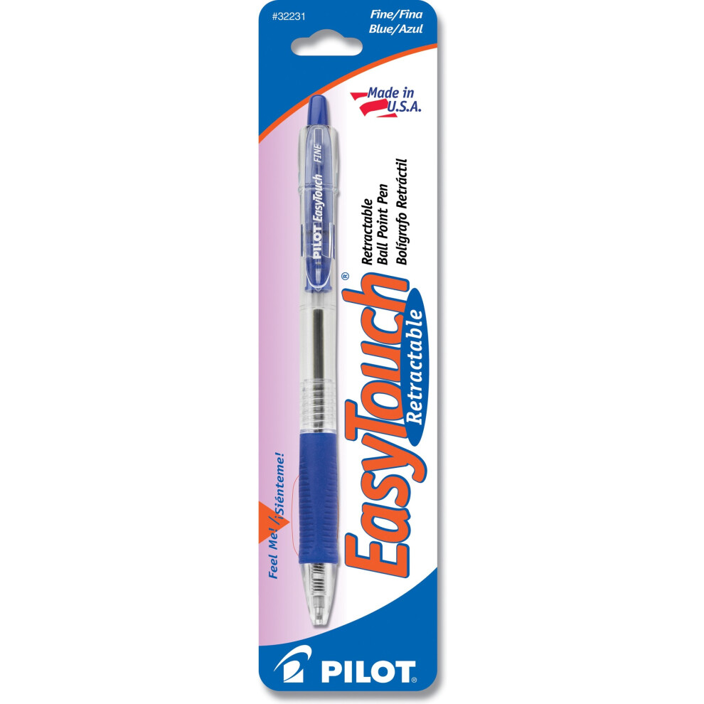 PILOT EasyTouch Refillable & Retractable Ballpoint Pen  Fine Point  Blue Ink  Single Pen (32231)