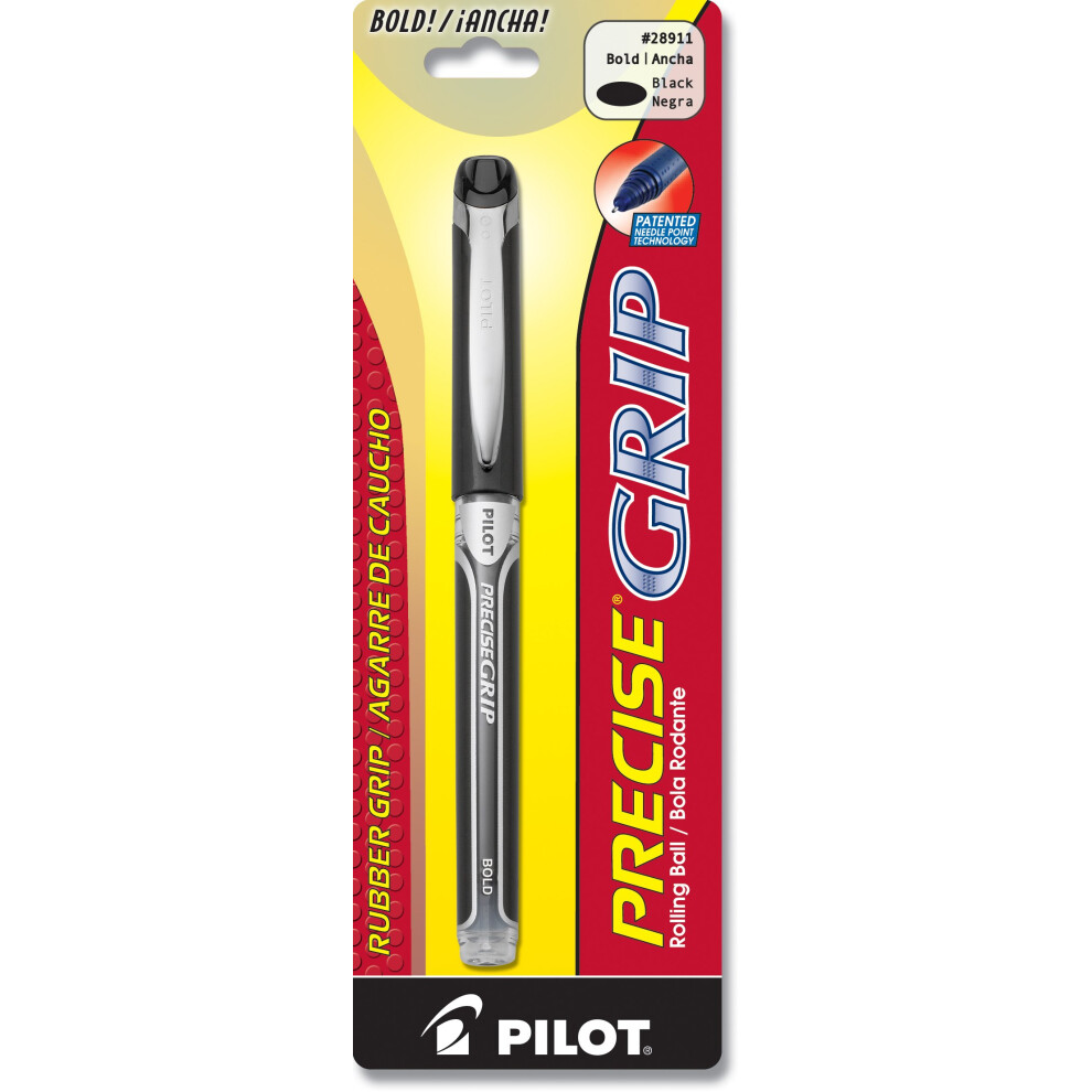 Pilot Precise Grip Liquid Ink Rolling Ball Pen  Bold Point  Single Pen  Black Ink (28911)