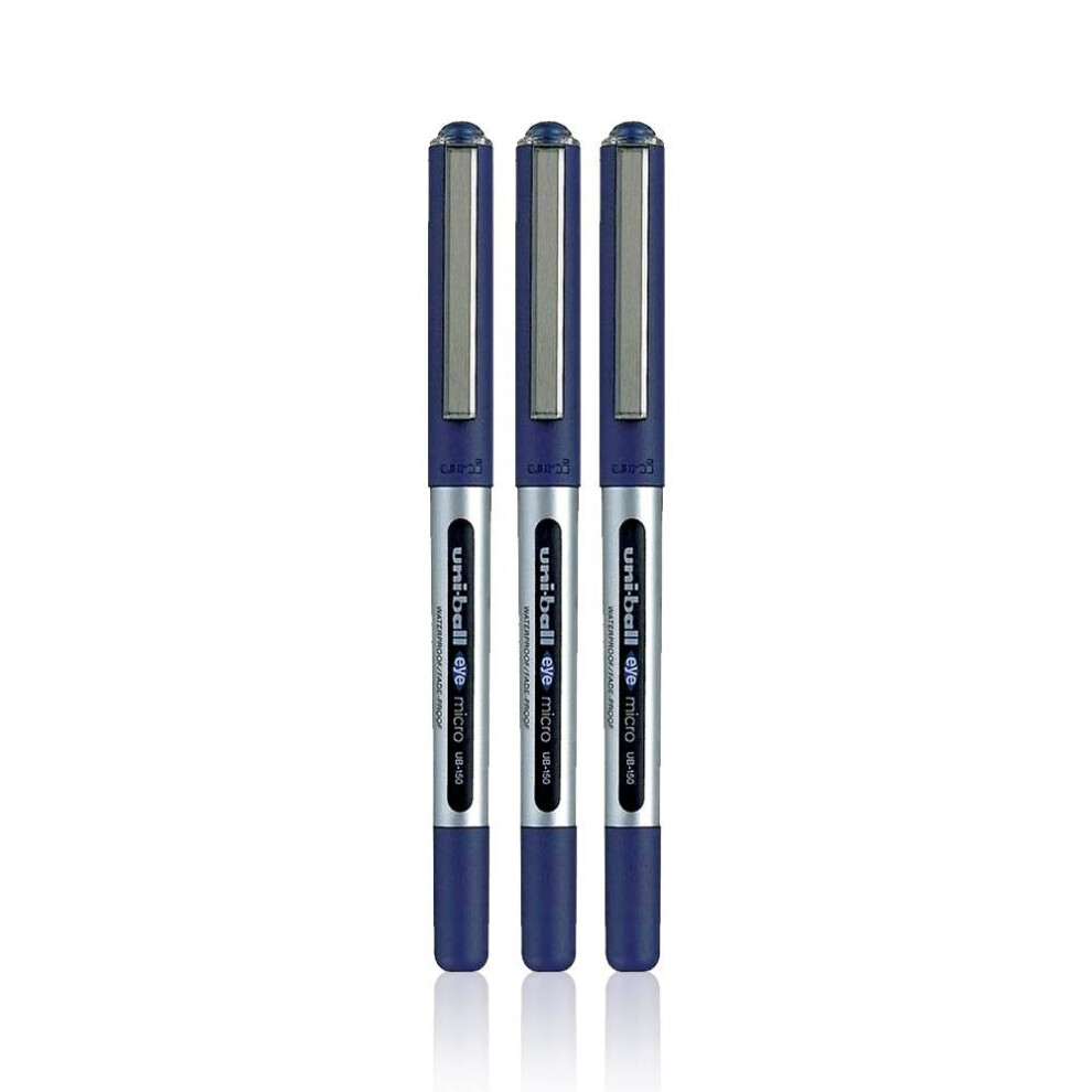 uni-ball Eye Micro UB-150 Fine Rollerball Pen - Blue  Pack of 3