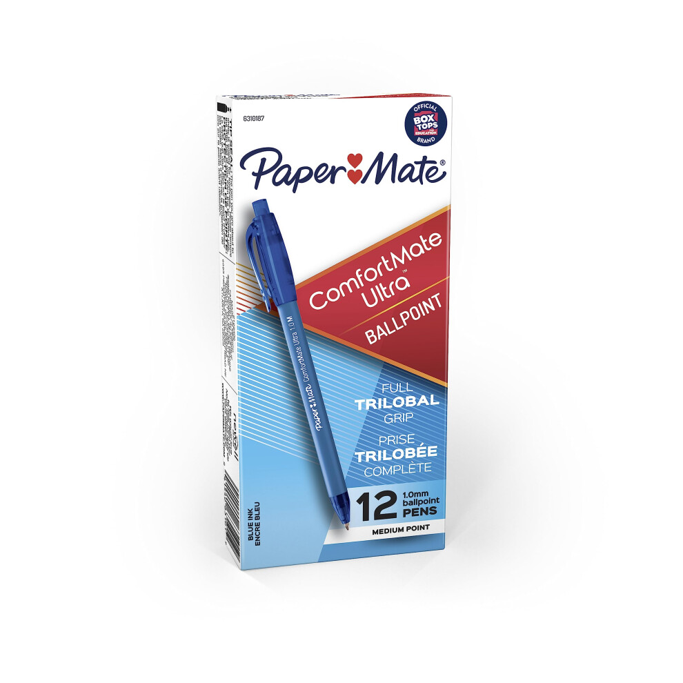 Paper Mate 6310187 ComfortMate Retractable Ballpoint Pens  Medium Point  Blue  12 Count