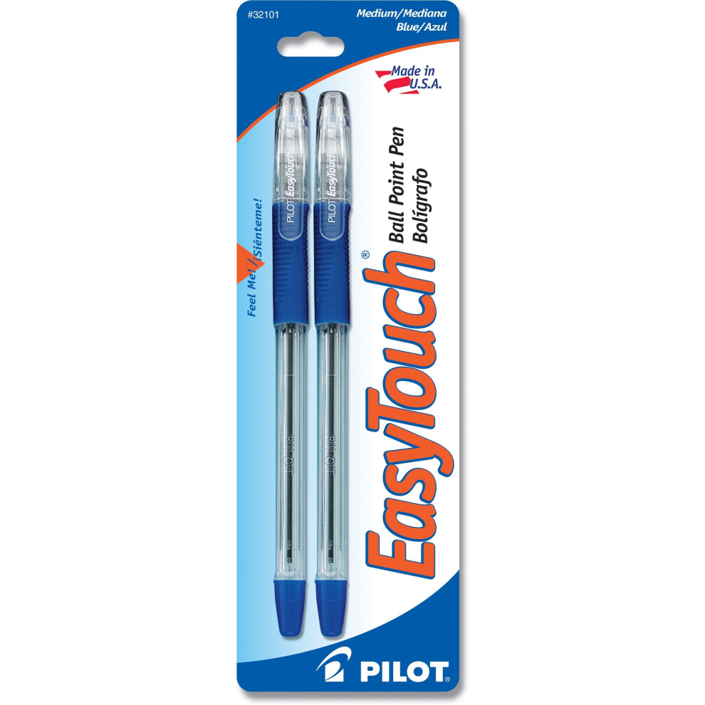 Pilot EasyTouch Ball Point Stick Pens  Medium Point  2-Pack  Blue Ink (32101)