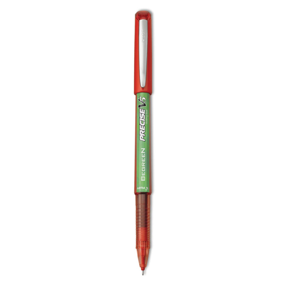 Pilot 26302 Precise V5 BeGreen Stick Roller Ball Pen  0.5mm  Red Ink/Barrel  Dozen