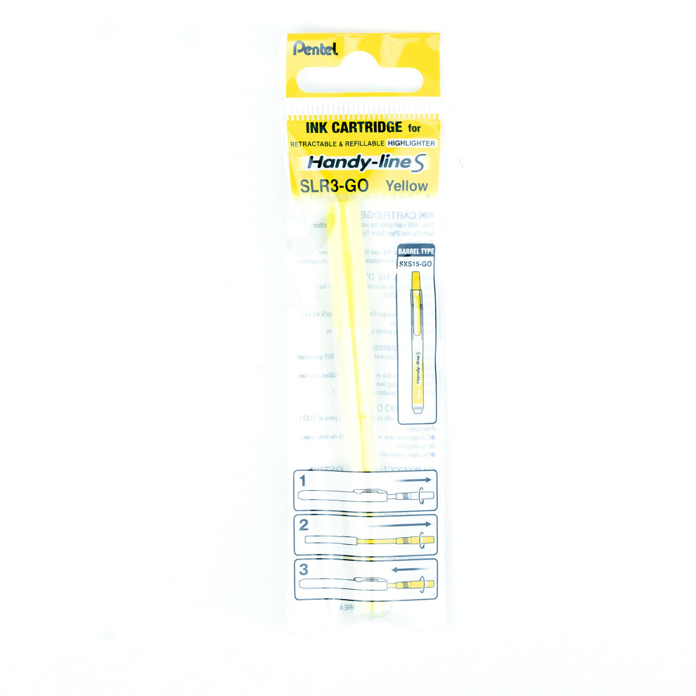 Pentel Refill For Handy-Line S Highlighter  Yellow Ink  Box of 12 (SLR3-G)