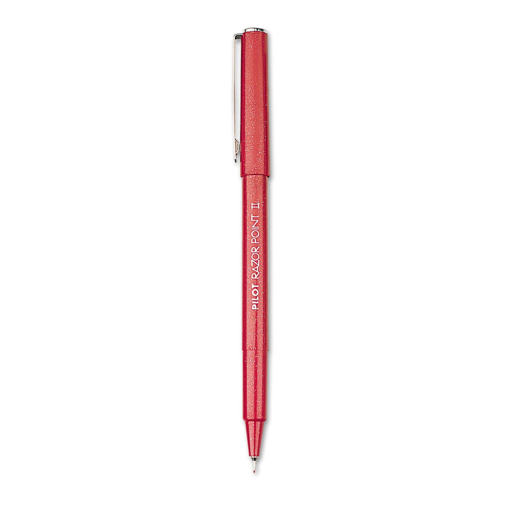 Pilot 11011 Razor Point II Extra Fine Point Marker Pen  Red Ink  .2mm  Dozen