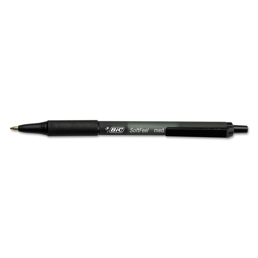 BIC SCSM11BK Soft Feel Retractable Ballpoint Pen  Black Ink  1mm  Medium  Dozen