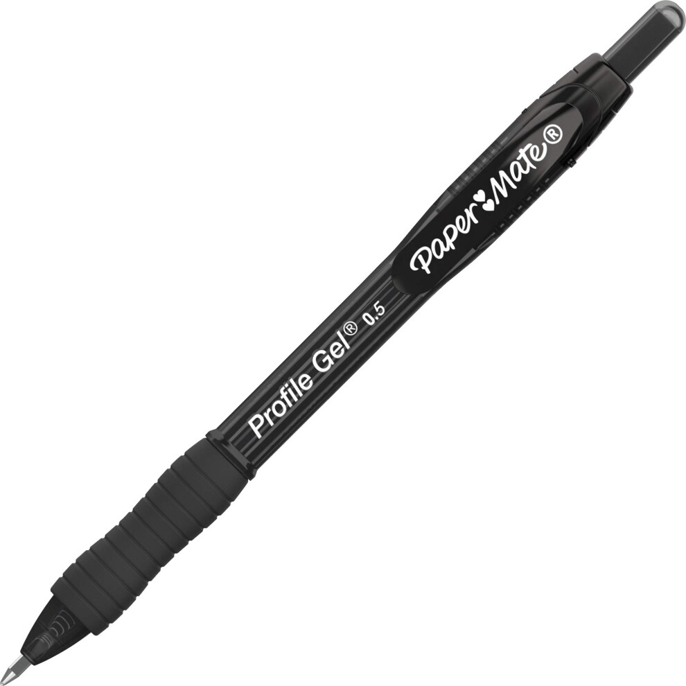 Paper Mate 2095468 Profile Retractable Gel Pen  Fine 0.5 mm  Black Ink  Translucent Black Barrel  Dozen (PAP2095468)