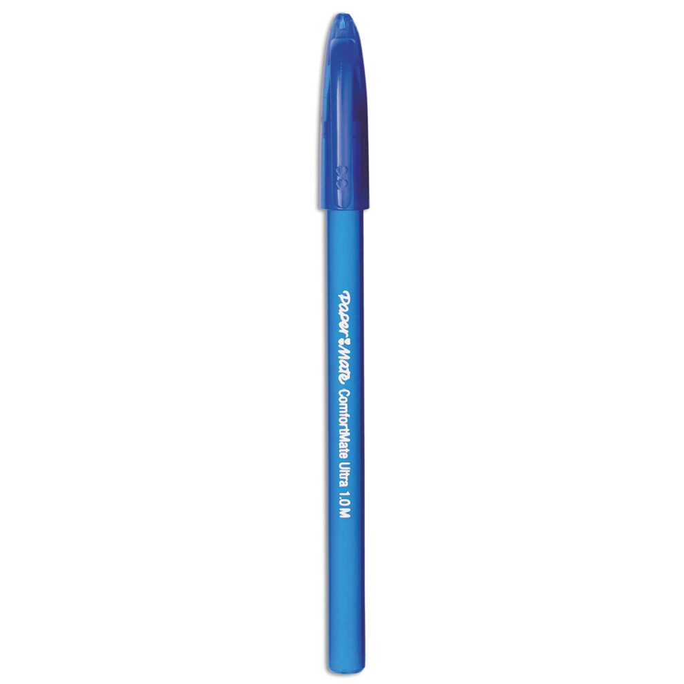 Paper Mate 6110187 ComfortMate Ballpoint Stick Pen  Blue Ink  Medium  Dozen