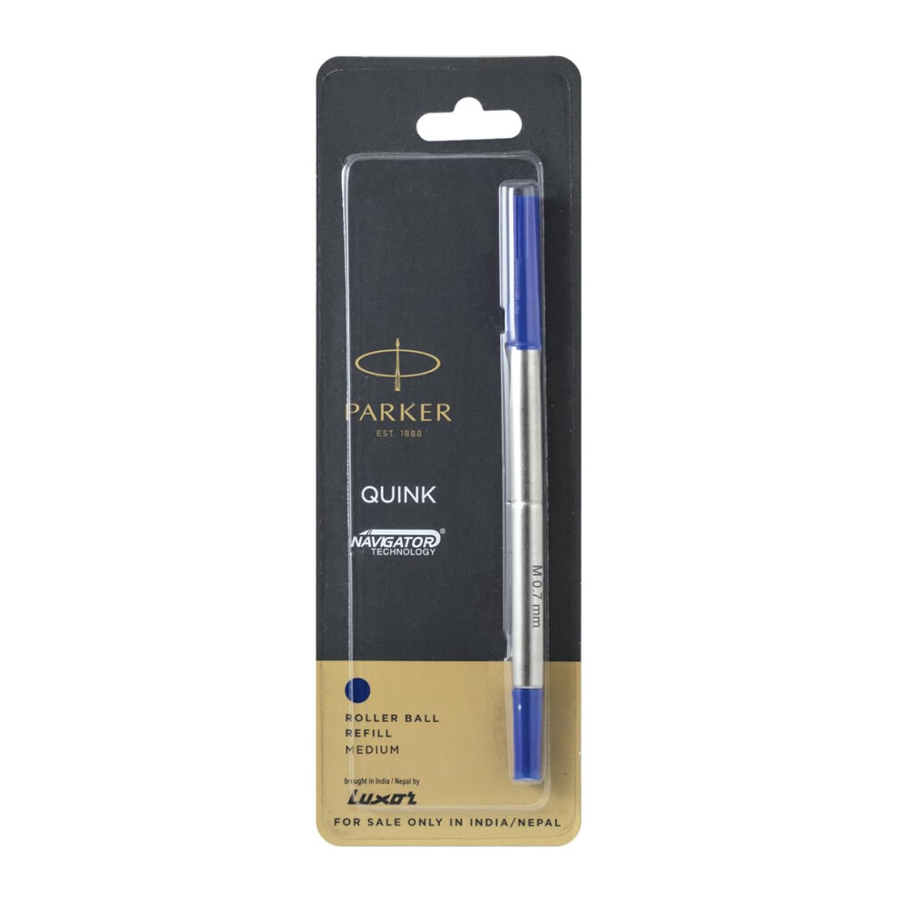 Parker Quink Ink Roller Ball Ultra Fine Navigator Technology Point Ink Refill by Luxor (F-Blue  5 Set)