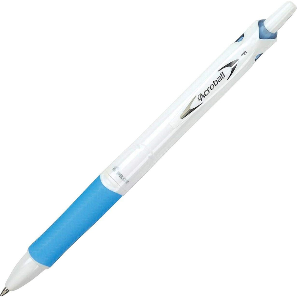 PILOT Acroball PureWhite Advanced Ink Refillable & Retractable Ball Point Pens with Blue Accents  Fine Point  Black Ink  12-Pack (31850)