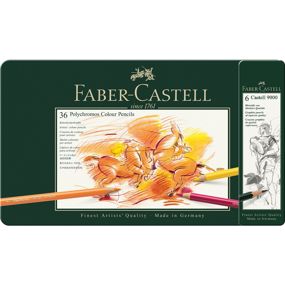 Faber Castell 110036-ASET Polychromos Colored Pencils  Set of 36 Colors  Castel 9000 Pencils  6 Hardness Design Can Included