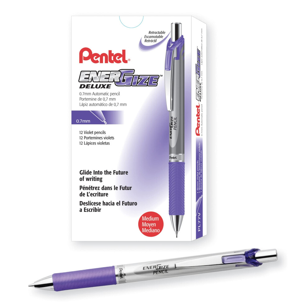 Pentel EnerGize Mechanical Pencil (0.7mm) Violet Accents  Box of 12 (PL77V)