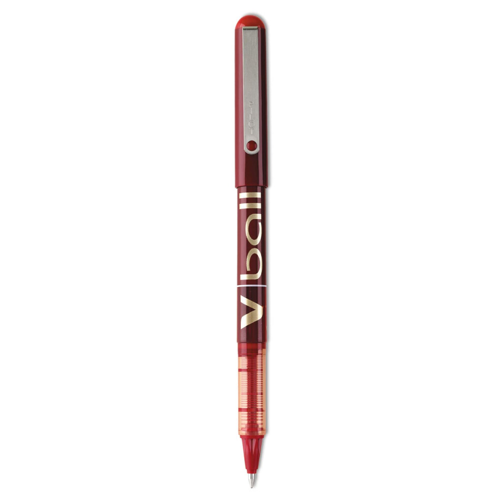 Pilot 35114 V-Ball Liquid Ink Roller Pen  Fine  Red Barrel/Ink