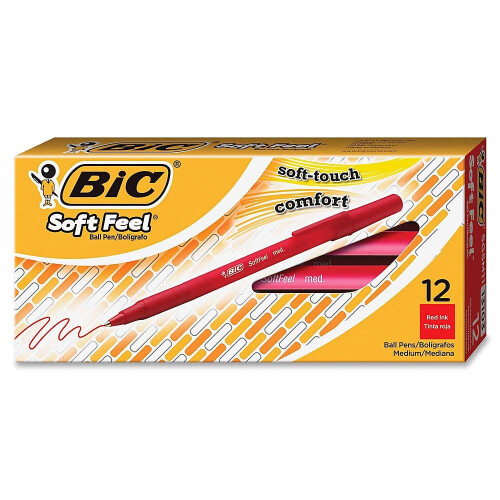 BIC BIC(R) Soft Feel(R) Kulspennor, Medium Point, 1.0 mm, Röd, Förpackning med 12 2