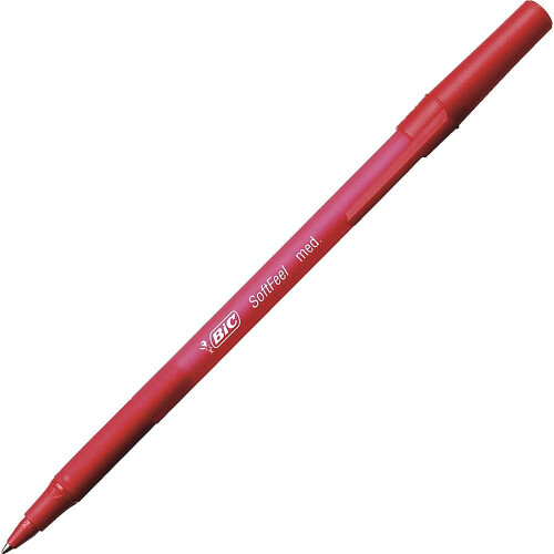 BIC BIC(R) Soft Feel(R) Kulspennor, Medium Point, 1.0 mm, Röd, Förpackning med 12 1