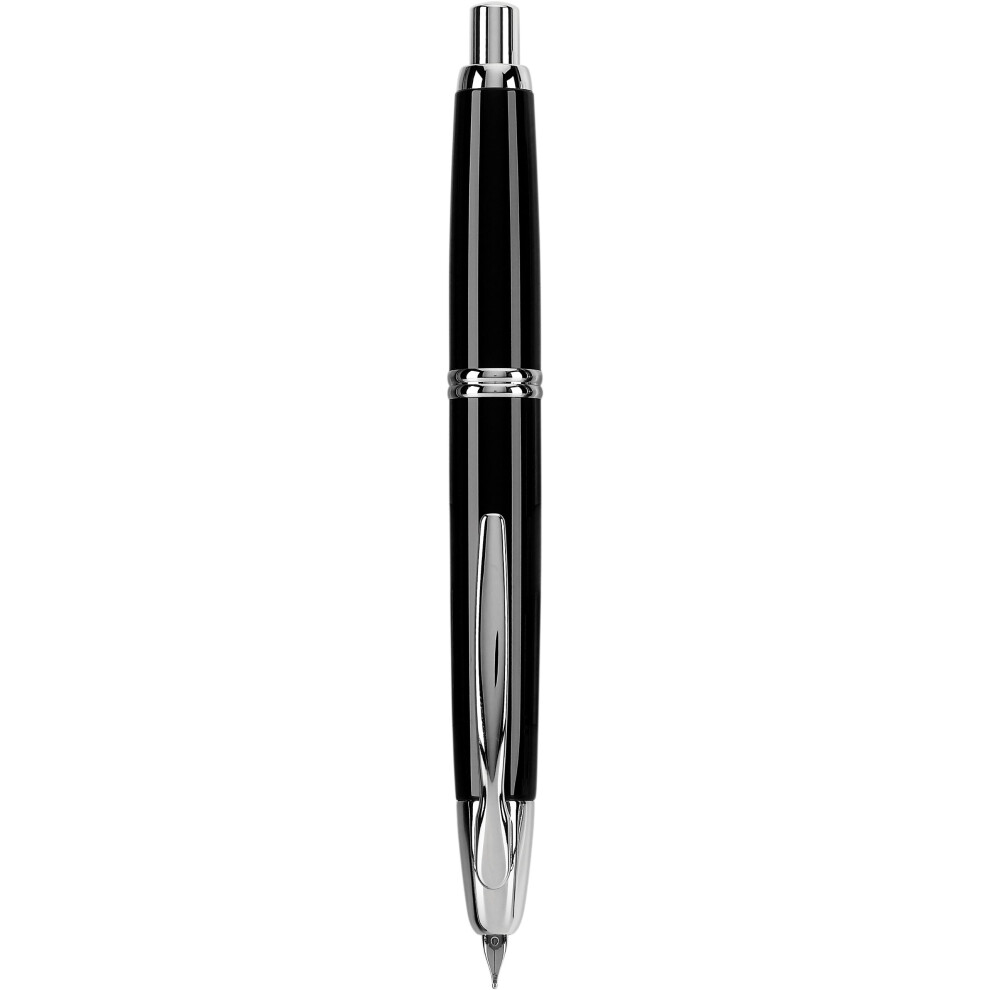 PILOT Vanishing Point Collection Refillable & Retractable Fountain Pen  Black Barrel with Rhodium Accents  Blue Ink  Medium Nib (60242)