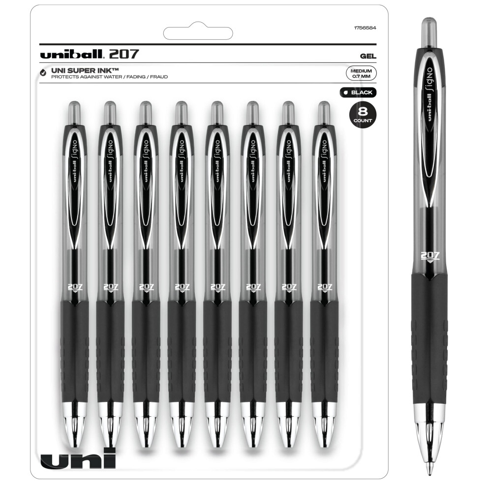 Uniball Signo 207 Gel Pen 8 Pack  0.7mm Black Pens  Gel Ink Pens | Office Supplies Sold by Uniball are Pens  Ballpoint Pen  Colored Pens  Ge