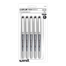 uni-ball Vision Stick Naald Fijne Punt Rollerbal Pennen, 5 Zwarte Inkt Pennen (1734912)