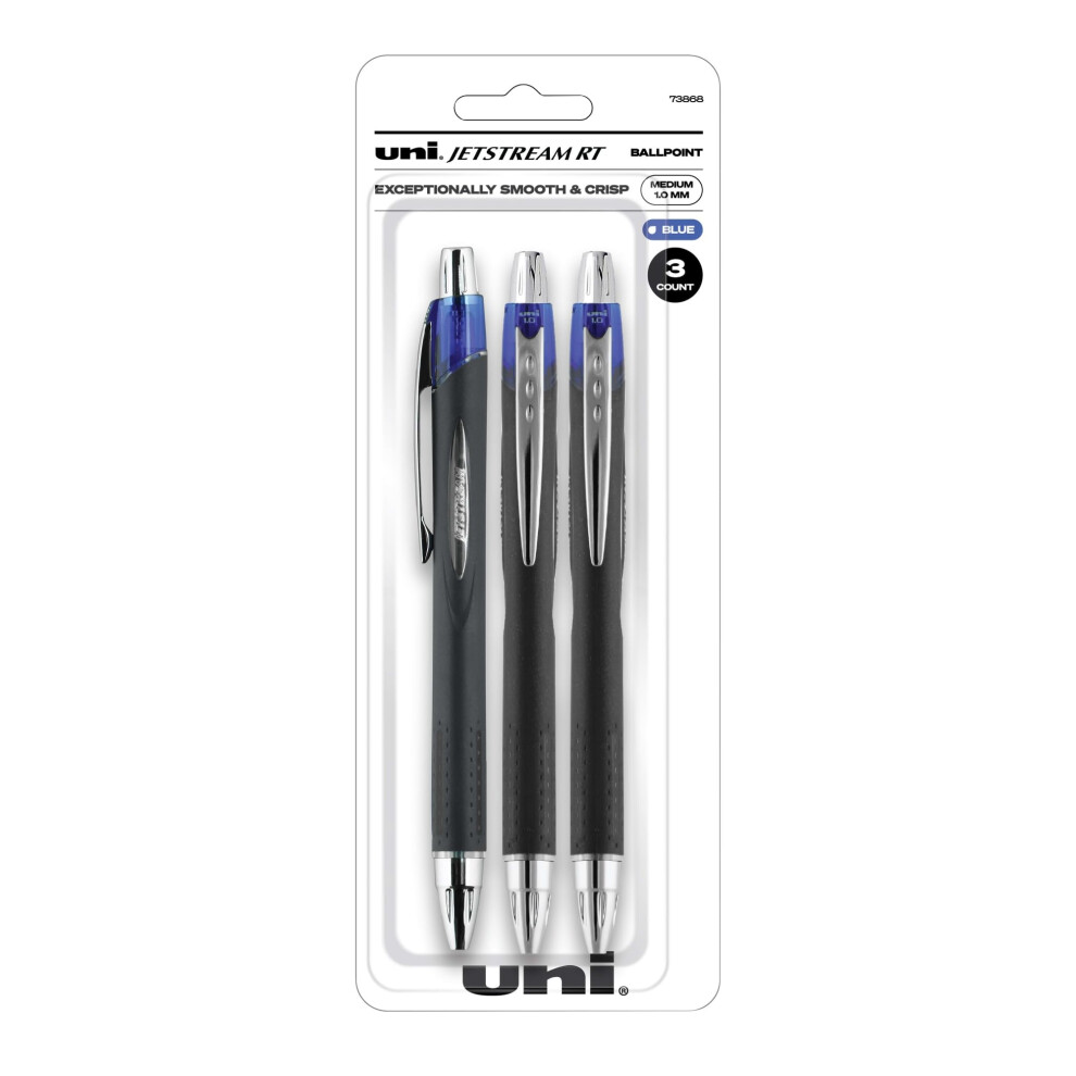 Uniball Jetstream RT 3 Pack  1.0mm Medium Black  Wirecutter Best Pen  Ballpoint Pens  Ballpoint Ink Pens | Office Supplies  Pens  Ballpoint