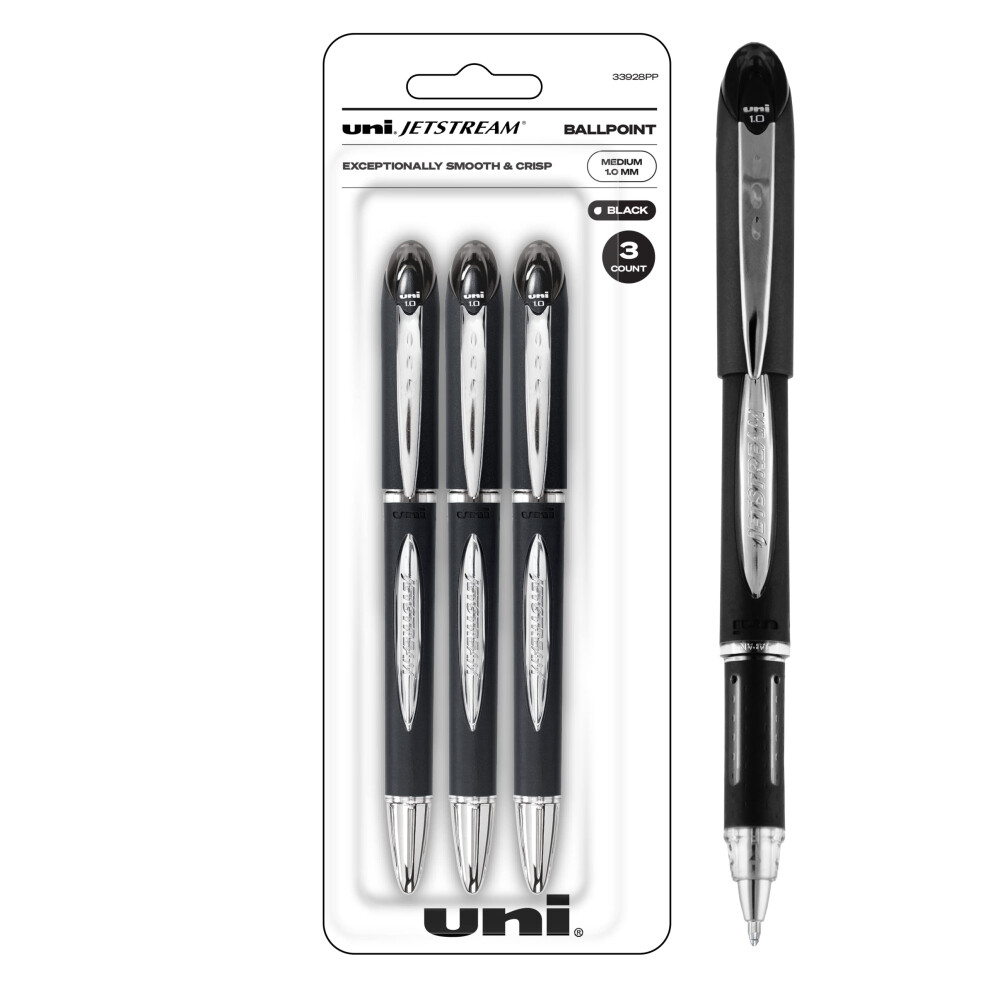 Uniball Jetstream Stick Pen 3 Pack  1.0mm Medium Black Pens  Wirecutter Best Pen  Ballpoint Pens  Ballpoint Ink Pens | Office Supplies  Ball