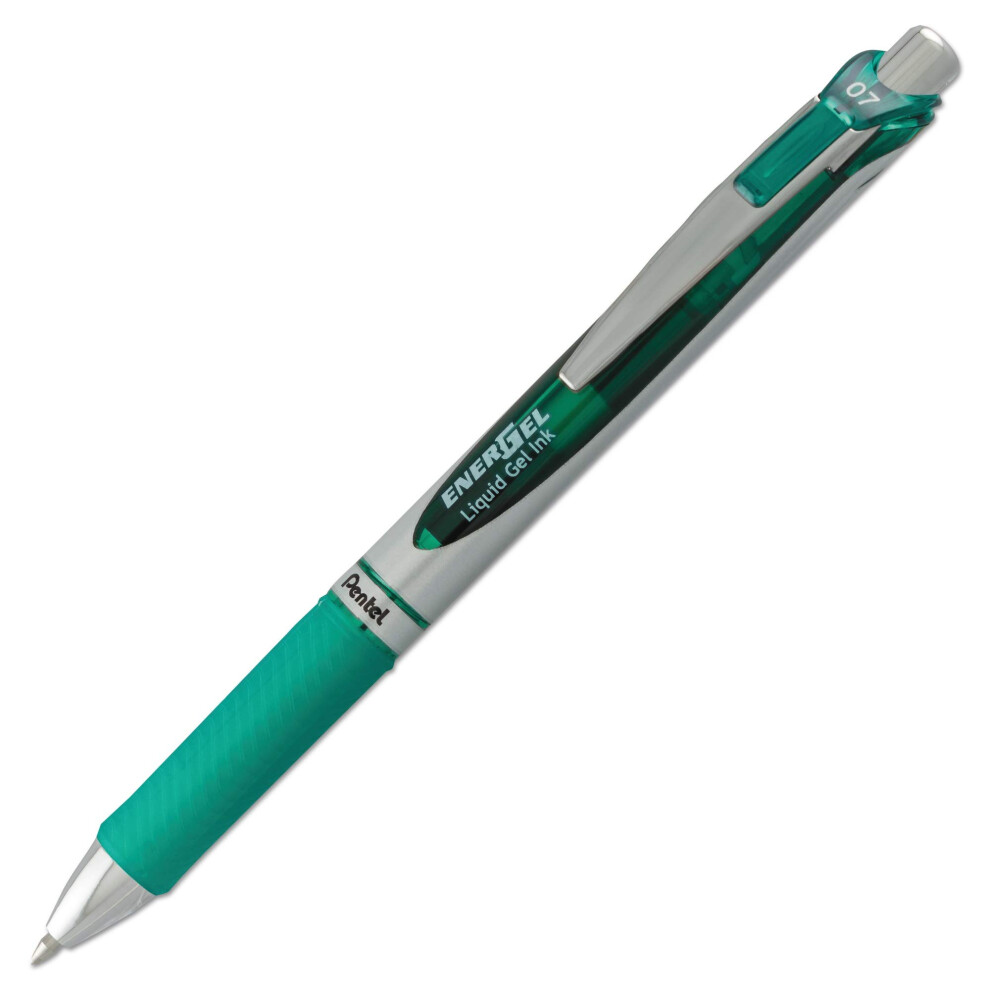 Pentel BL77D Energel Rtx Liquid Gel Pen - Medium Pen Point Type - 0.7 Mm Pen Point Size - Refillable - Green Gel-based Ink - Green  Silver B