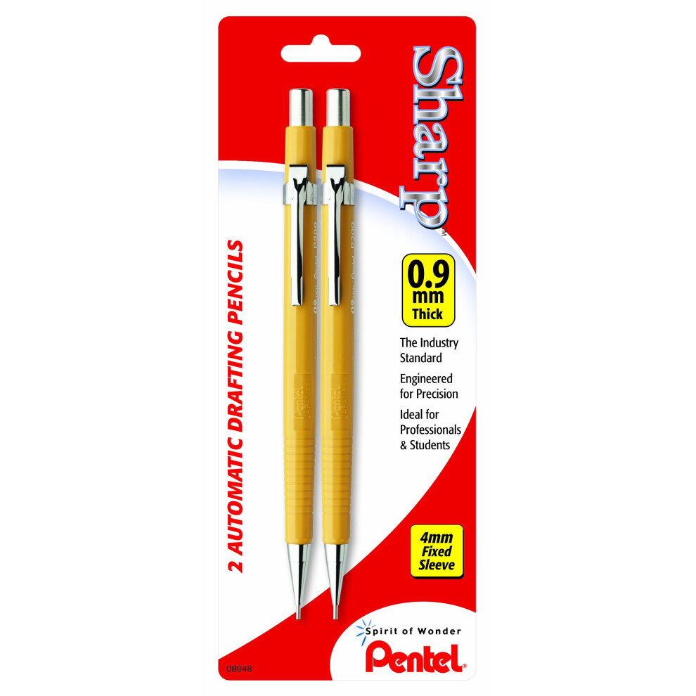 Pentel Sharp Automatic Drafting Pencils  0.9 mm  Black  Pack Of 2