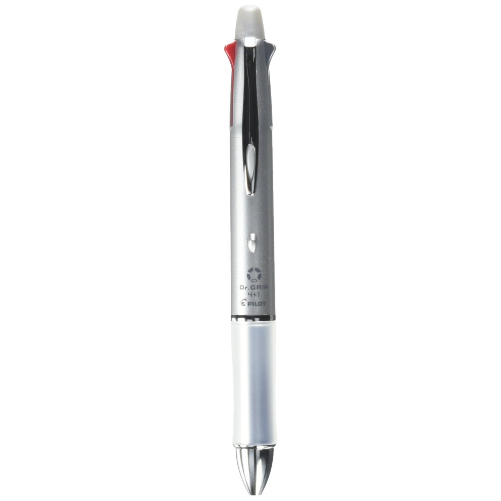 Pilot BKHDF1SF-S Dr. Grip 4+1  4 Color 0.7 mm Ballpoint Multi Pen & 0.5 mm Pencil - Silver Body