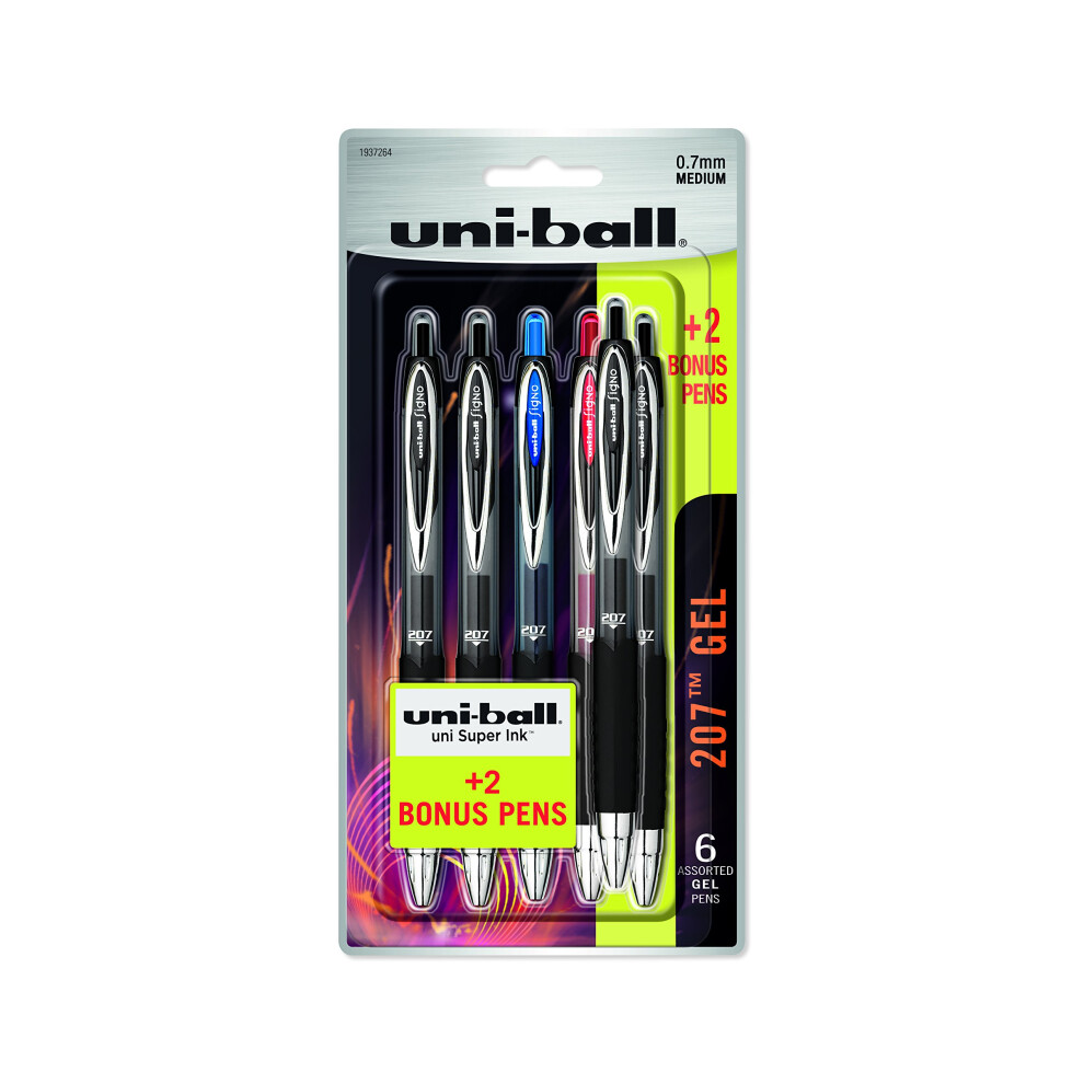 Uniball Signo 207 Gel Pen 6 Pack  0.7mm Medium Assorted Pens  Gel Ink Pens | Office Supplies Sold by Uniball are Pens  Ballpoint Pen  Colore