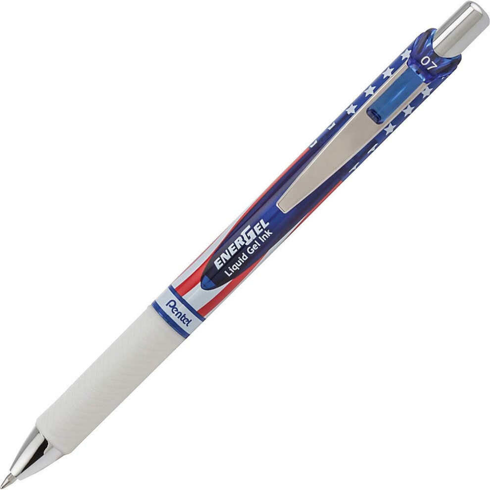 Pentel EnerGel RTX Retractable Liquid Gel Pen  Flag Barrel  Black Ink  2-Pk (BL77USABP2A)