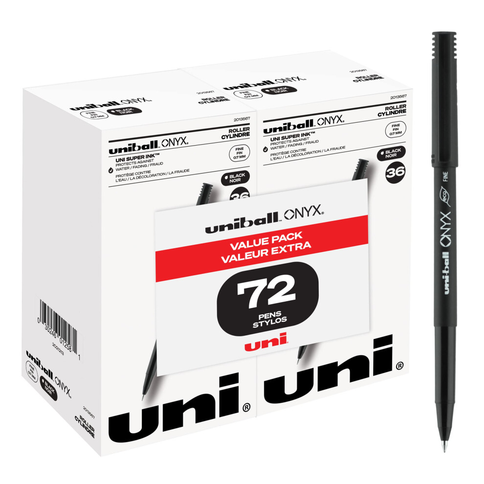 Uniball Onyx Rollerball Stick Pen 72 Pack  0.7mm Fine Black Pens  Gel Ink Pens | Office Supplies  Pens  Ballpoint Pen  Colored Pens  Gel Pen