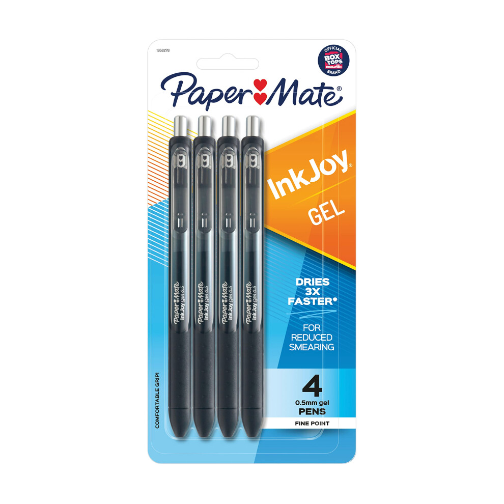 Paper Mate InkJoy Gel Pens  Fine Point  Black  4 Count