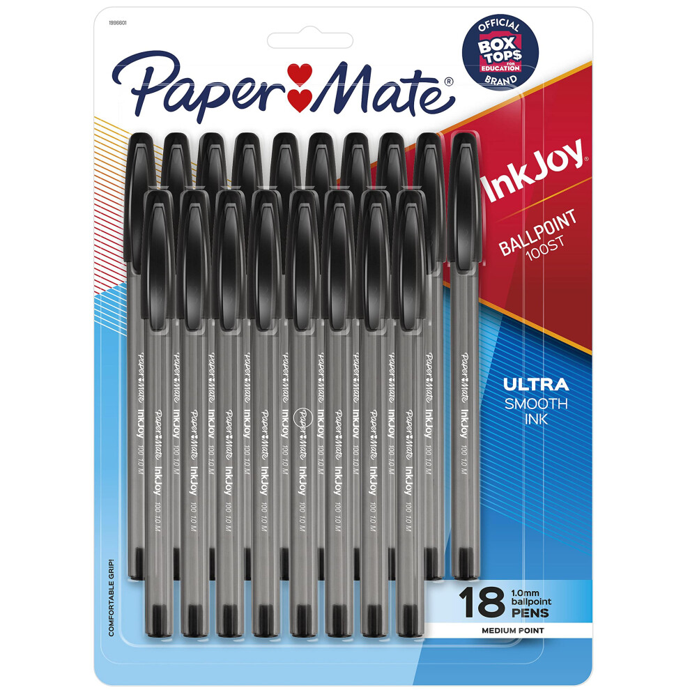 Paper Mate InkJoy 100ST Ballpoint Pens  Medium Point (1.0mm)  Black  18 Count