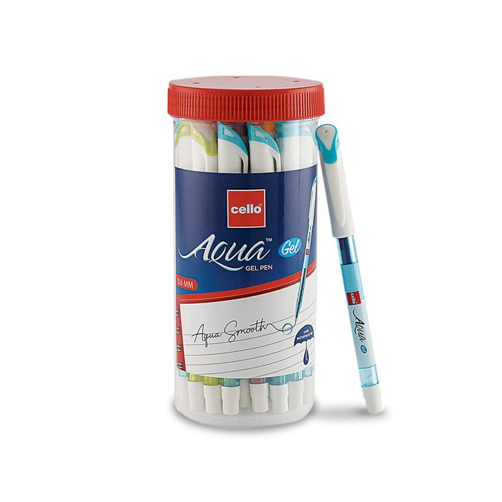 Cello Aqua Blue Gel Pen Jar of 25 Units || Gel Pens Blue | Jar of 25 Units | Gel Pens Set for Students | Pens for Office Use | Gel Pens for