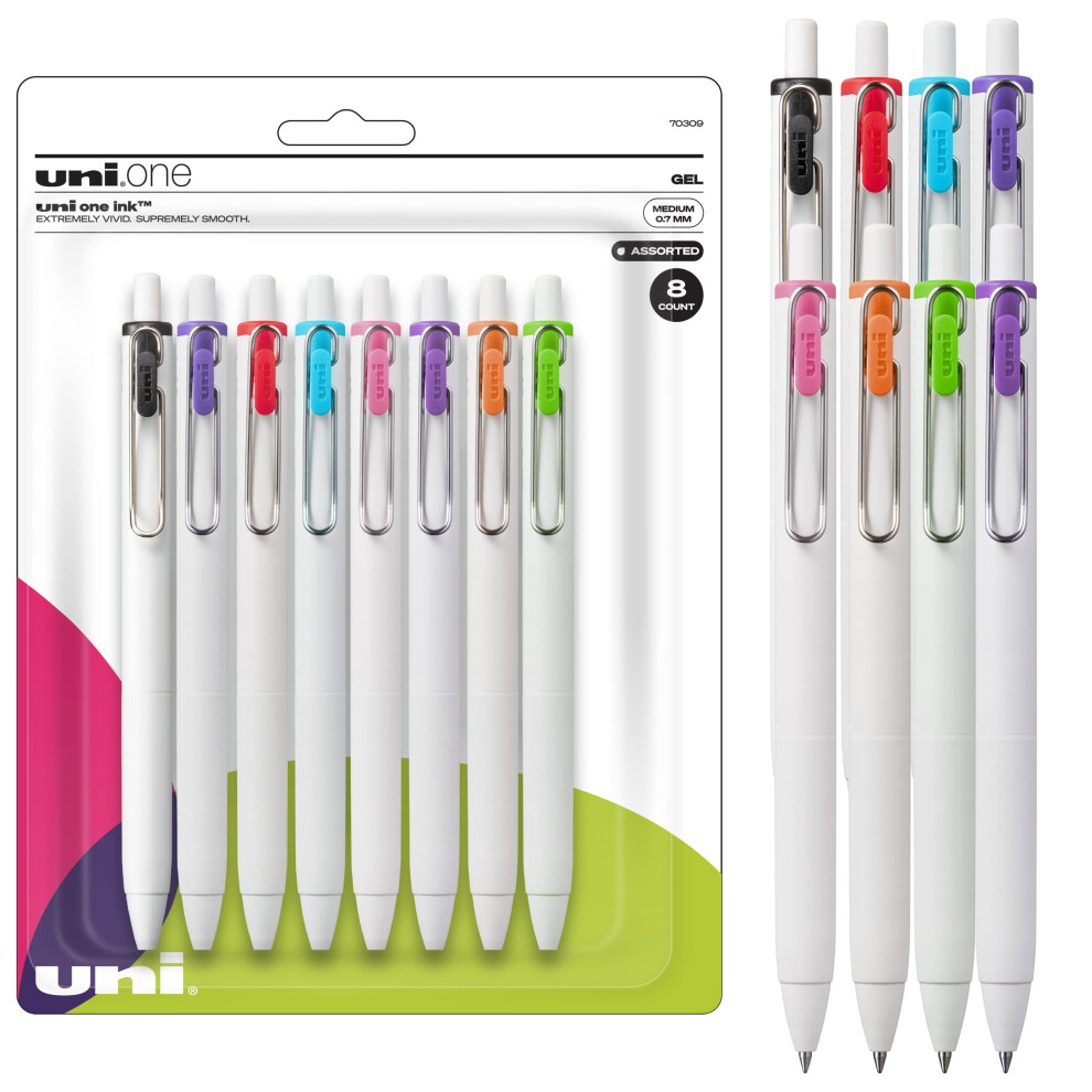 Uniball Gel Pen 8 Pack  0.7mm Medium Point  Assorted Colors - Smooth Writing Office Supplies from Uniball