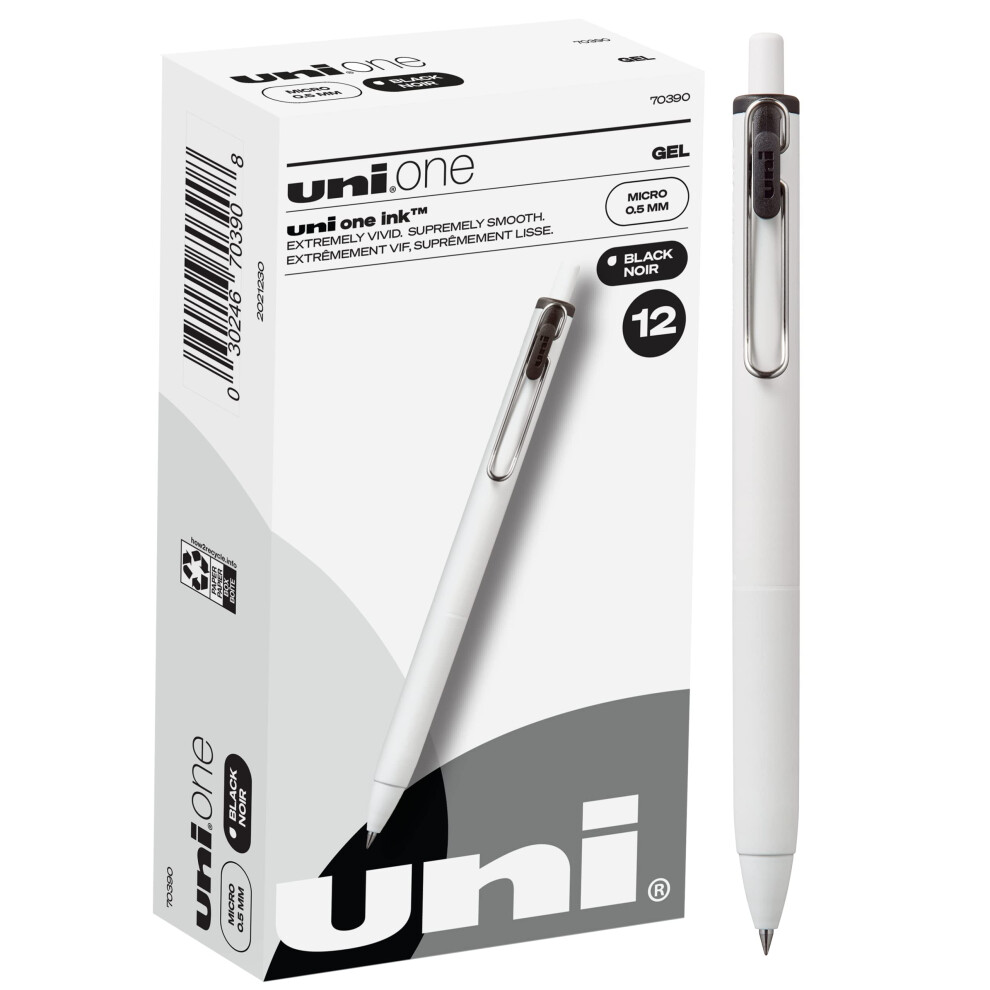 Uniball One Gel Pen 12 Pack - 0.5mm Micro Black Pens  School Pens | School Supplies  Teacher Pens Pens  Office Pens  Smooth Writing Pens