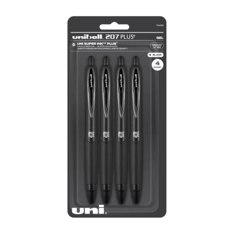 Uniball Signo 207+ Gel Pen 4 Pack  0.7mm Medium Black Pens  Gel Ink Pens | Office Supplies Sold by Uniball are Pens  Ballpoint Pen  Colored