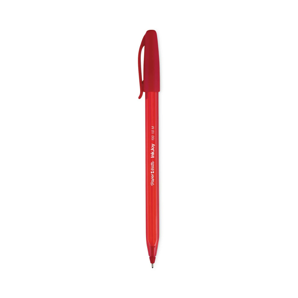 Paper Mate Inkjoy 100 Ballpoint Pen  Stick  Medium 1 Mm  Red Ink  Red Barrel  Dozen