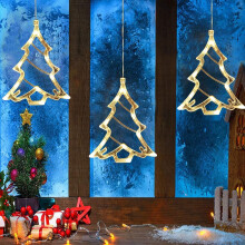 (Christmas Tree) 3PCS Christmas Window Lights | Hanging Christmas Window Lights with Suction Cups, Battery Operated Christmas Decorations Fairy Lights