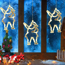 (Santa Claus) 3PCS Christmas Window Lights | Hanging Christmas Window Lights with Suction Cups, Battery Operated Christmas Decorations Fairy Lights