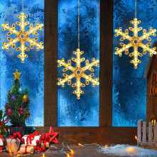 (Snowflake) 3PCS Christmas Window Lights | Hanging Christmas Window Lights with Suction Cups, Battery Operated Christmas Decorations Fairy Lights