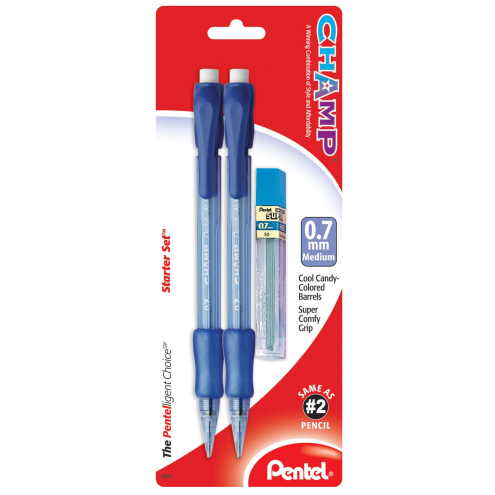 Pentel Champ Starter Set with Automatic Pencil with Lead  0.5mm  Assorted  2 Pack (A2CBP)