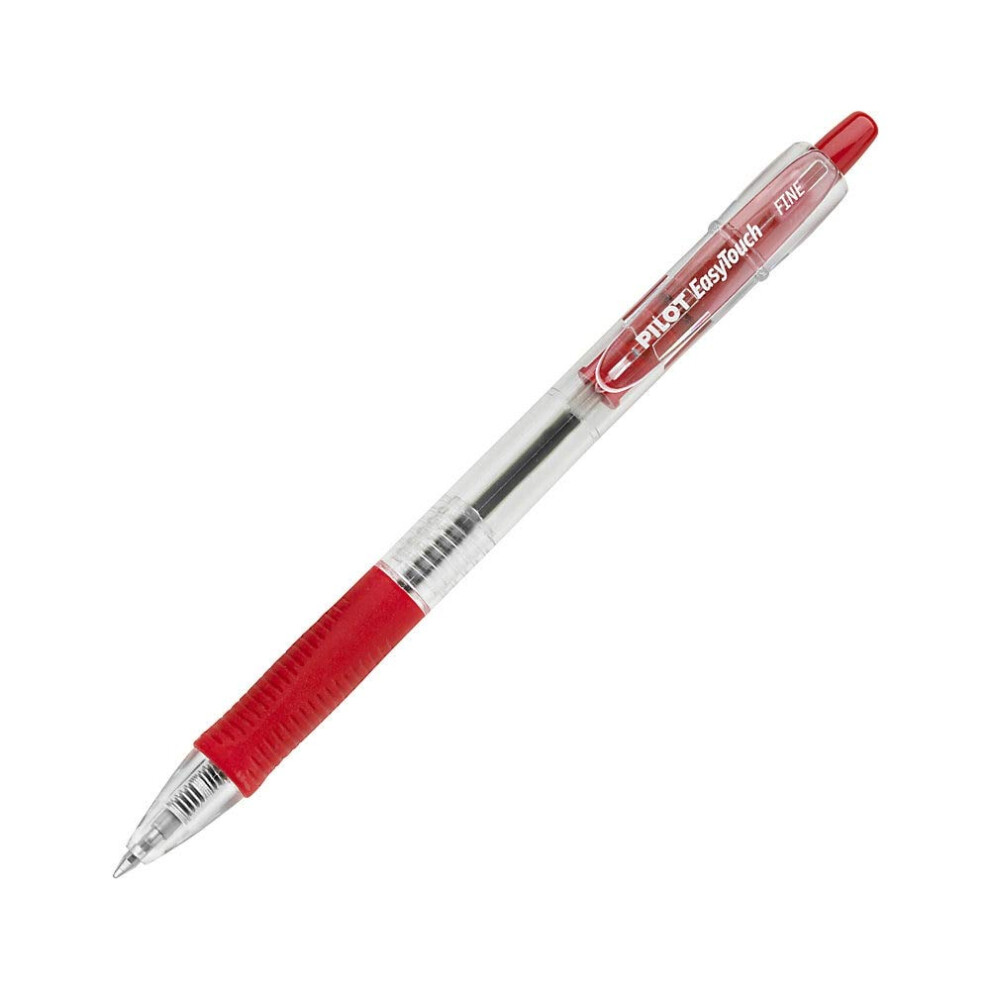 PILOT EasyTouch Refillable & Retractable Ballpoint Pens  Fine Point  Red Ink  12-Pack (32212)