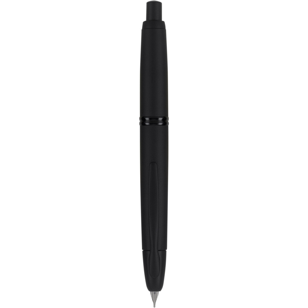 PILOT Vanishing Point Collection Refillable & Retractable Fountain Pen  Matte Black Barrel  Blue Ink  Broad Nib (60582)