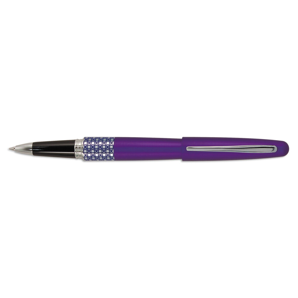 Pilot MR Retro Pop Collection Gel Roller Pen in Gift Box  Purple Barrel with Elipse Accent  Fine Point Stainless Steel Nib  Refillable Black