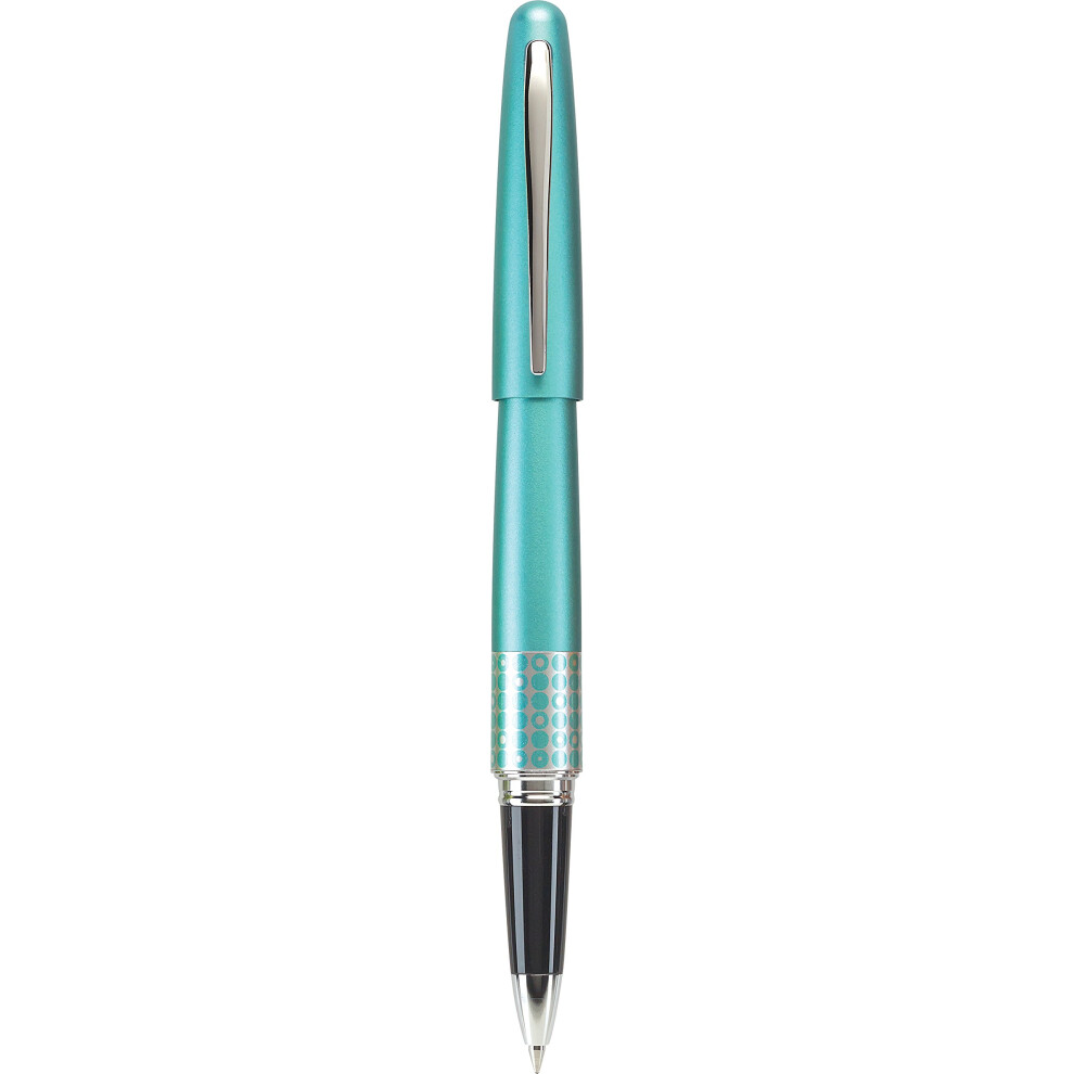 Pilot MR Retro Pop Collection Gel Roller Pen in Gift Box  Turquoise Barrel with Dots Accent  Fine Point Stainless Steel Nib  Refillable Blac