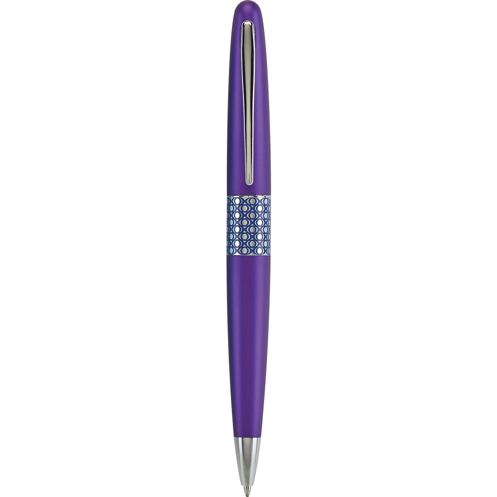 PILOT MR Retro Pop Collection Ballpoint Pen in Gift Box  Purple Barrel with Elipse Accent  Medium Point Stainless Steel Nib  Refillable Blac