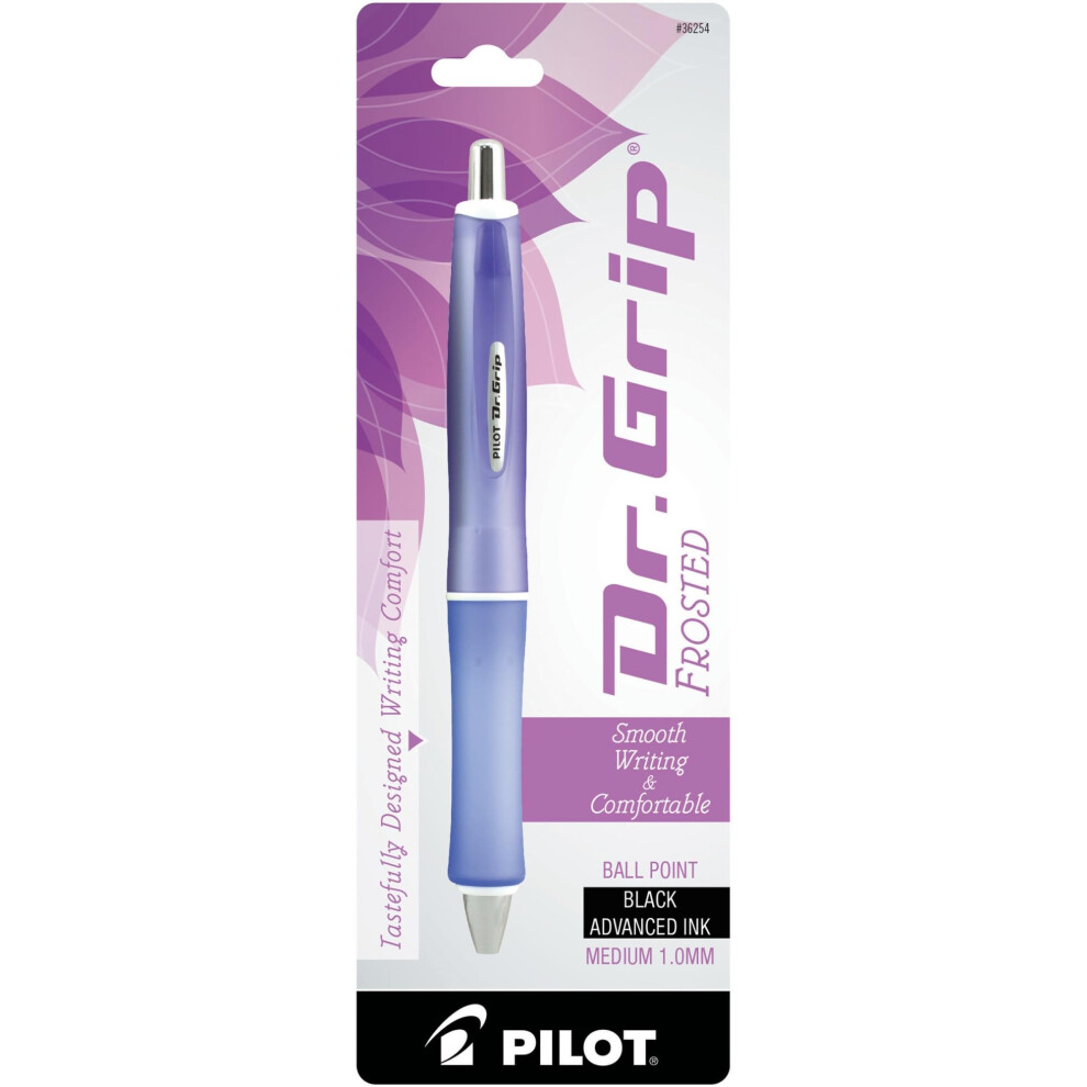 Pilot Dr. Grip Frosted Refillable & Retractable Ballpoint Pen  Medium Point  Barrel Color May Vary  Black Ink  Single Pen (36254)