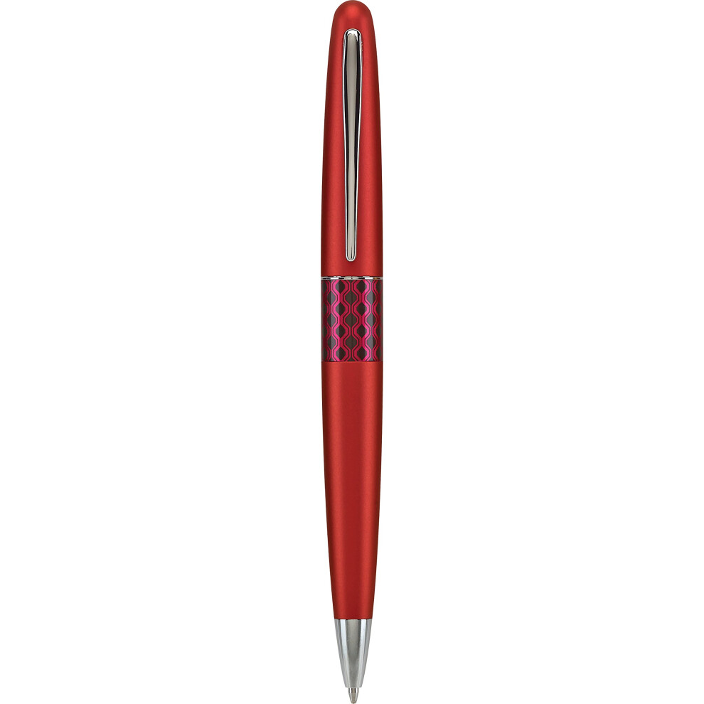 Pilot MR Retro Pop Collection Ballpoint Pen in Gift Box  Red Barrel with Wave Accent  Medium Point Stainless Steel Nib  Refillable Black Ink